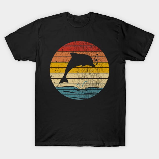 Vintage Retro Dolphin - Dolphin Silhouette T-Shirt by mansoury
